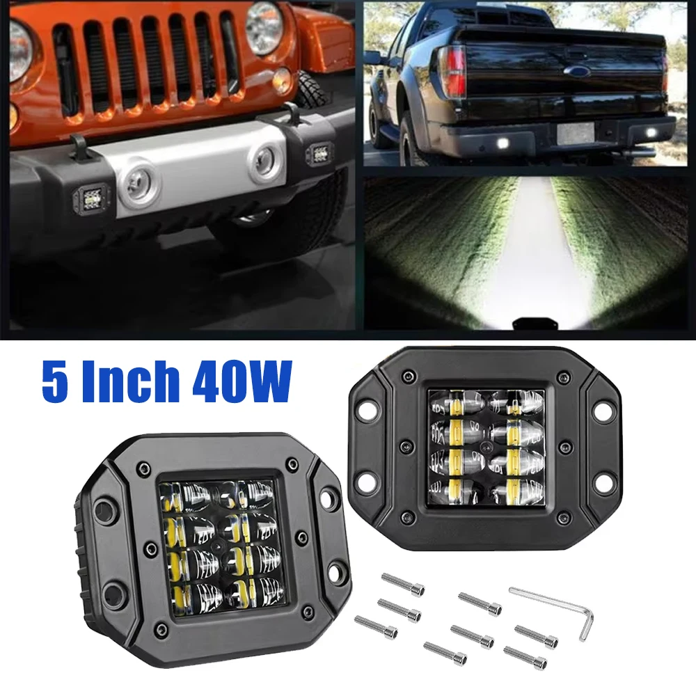 

5" 40W Flush Mount LED Work Light For Truck Atv Tractors boat Auto Off Road 4x4 12V 24V Spotlight LED Light Bar Car Driving Lamp