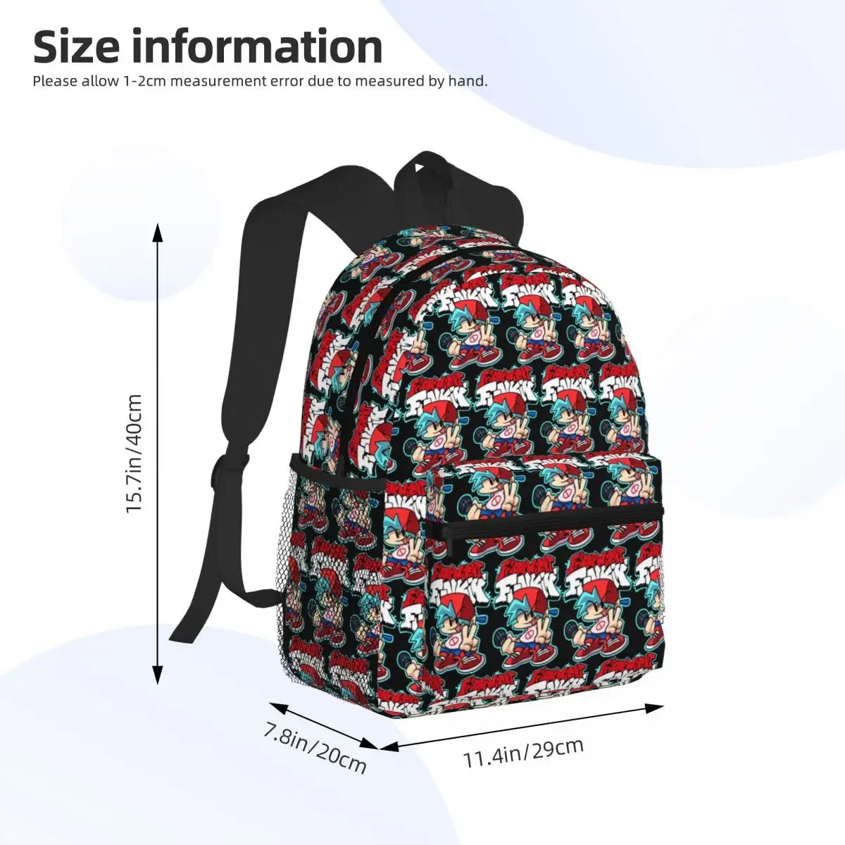 Friday Night Funkin Boyfriend Student Backpack School Bag Hiking Travel Daypack for Men Women Fashion Bookbag Shoulder Bags
