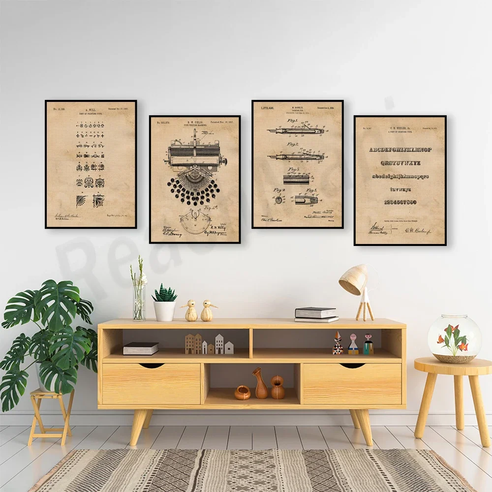 Vintage Pen, Writing Instrument Patent Print Poster Art Decor for Home Office Man Cave Literature Student Teacher Writer Gift