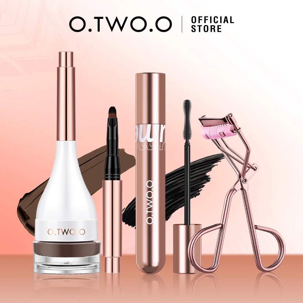 

O.TWO.O 3pcs Makeup Set Eyebrow Pomade Brow Tint Waterproof Long Lasting Eyelash Curler Comb Lengthening Volume Mascara Cosmetic