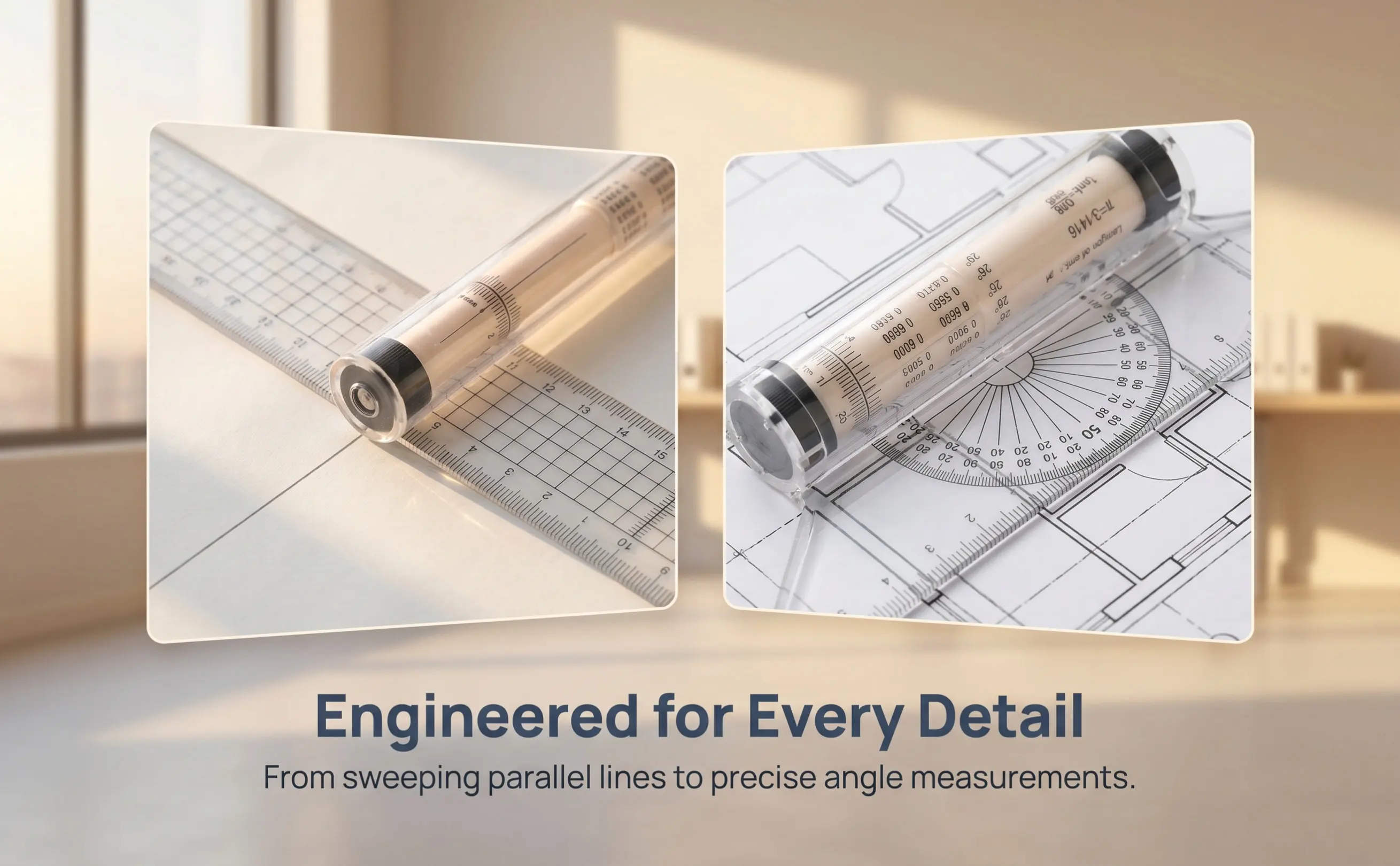 Parallel Drawing Ruler Set 2 Piece Multipurpose Plastic Measuring Tool for Engineers Designers Students