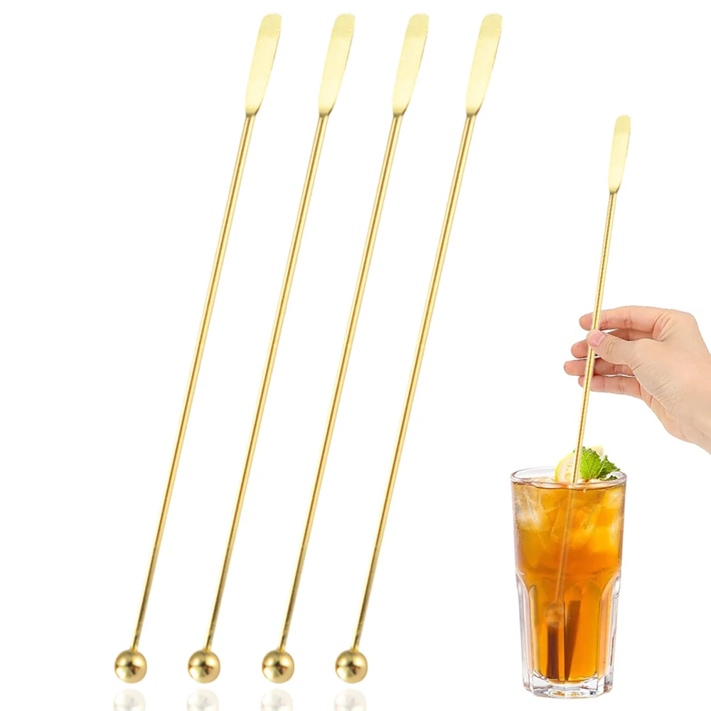 4 Stücke 304 Edelstahl Cocktail Picks Obst Sticks Zahnstocher für Party Bar Werkzeuge Getränk Rührstäbchen Martini Picks Party