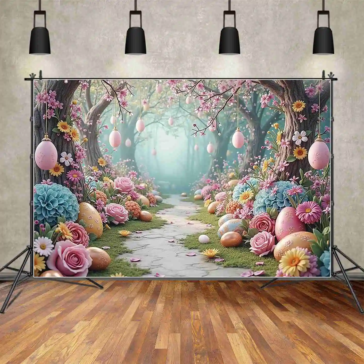 MOON.QG Easter Forest Scenery Photography Backdrops Children Party Decoration Photozone Background 2025 Studio Photobooth Props