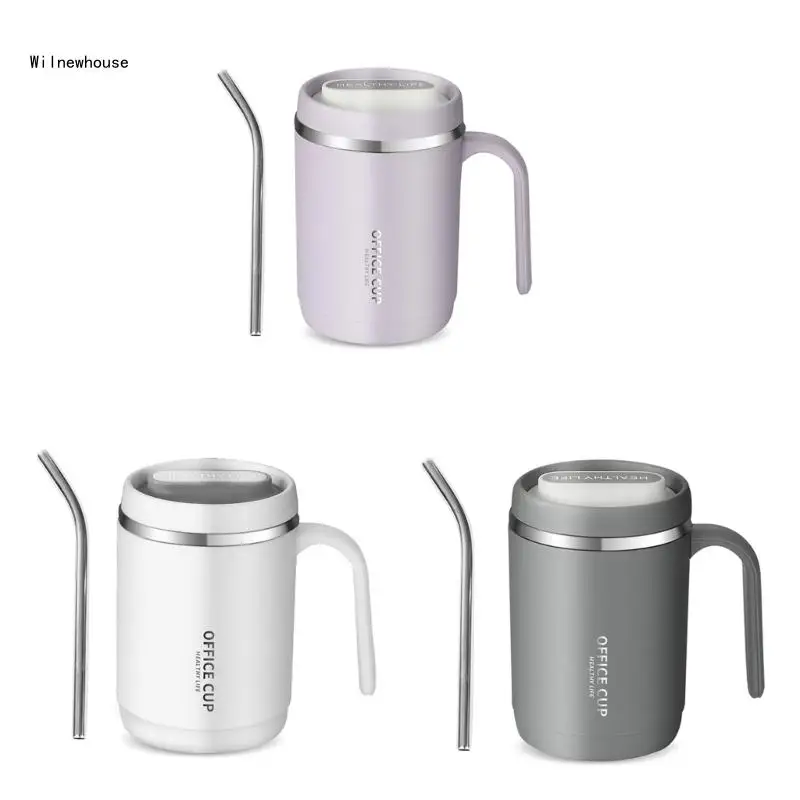 

Portable Coffee Cup with Straw 500ML Leak Proof Coffee Mugs Stainless Steel Material Suitable for Convenient Drinking Dropship