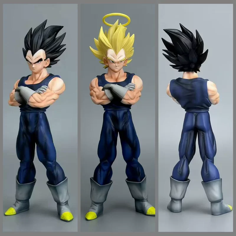 

Фигурка Вегеты из аниме Dragon Ball Z, 28 см, с двумя сменными головами, сложенные руки, статуэтка, модель, игрушка, настольное украшение, коллекционная.
