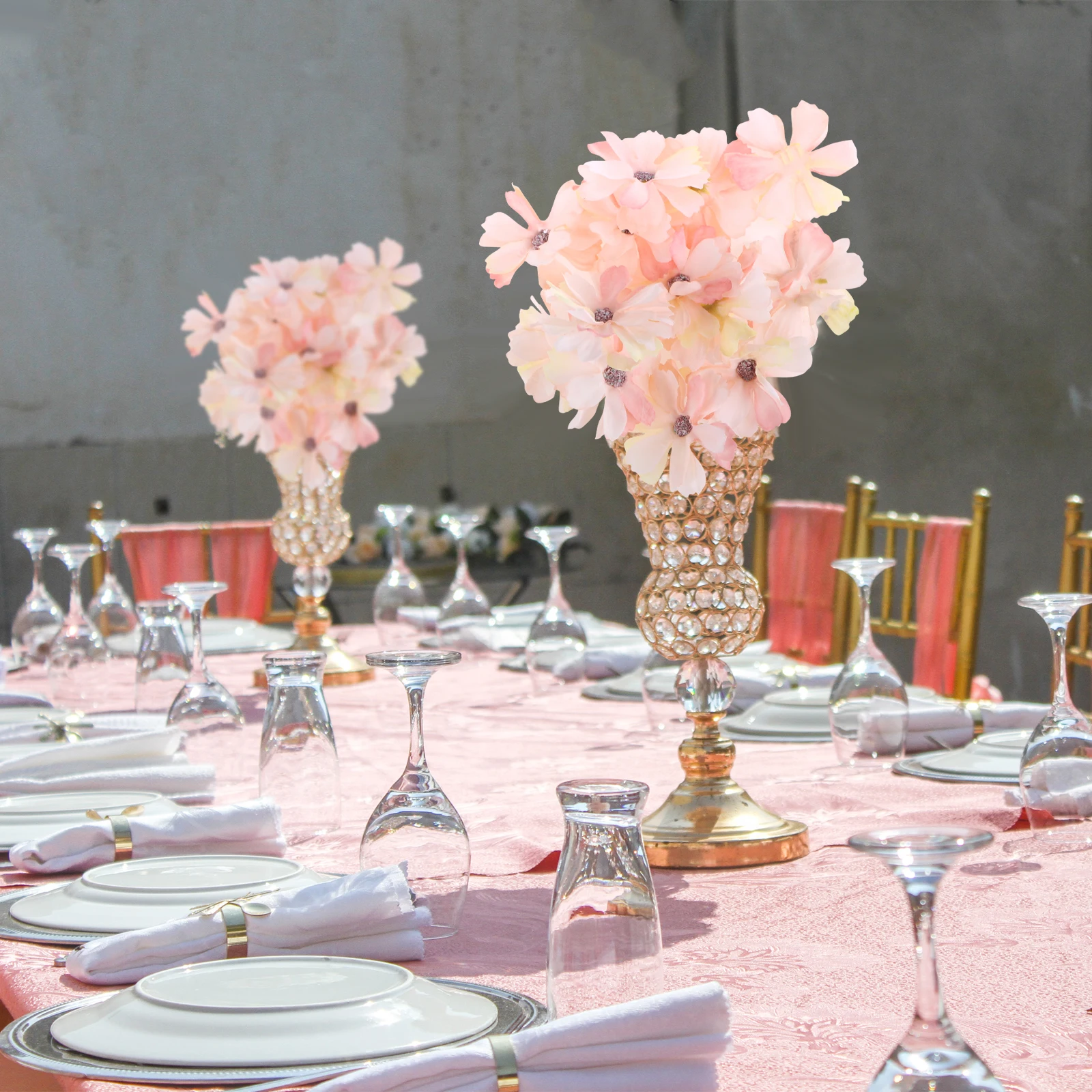 

50pcs Artificial Flowers Decorative Pink Plastic Home Wedding Simulation Flower Adornment Beautiful Design