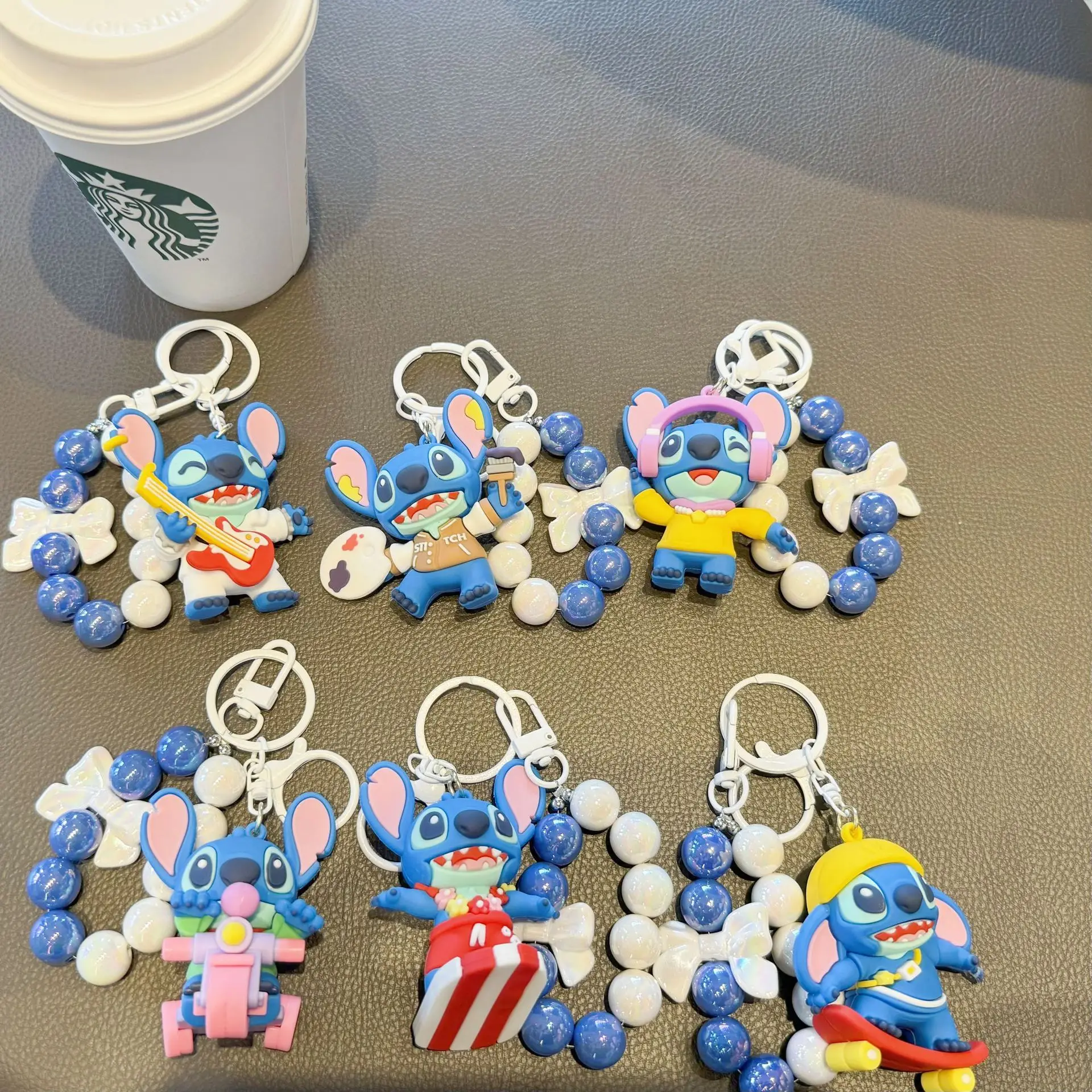 Cute Disney Cartoon Anime Stitch Pendant Keychains Holder Car Key Chain Key Ring Mobile Phone Bag Hanging Jewelry Gifts
