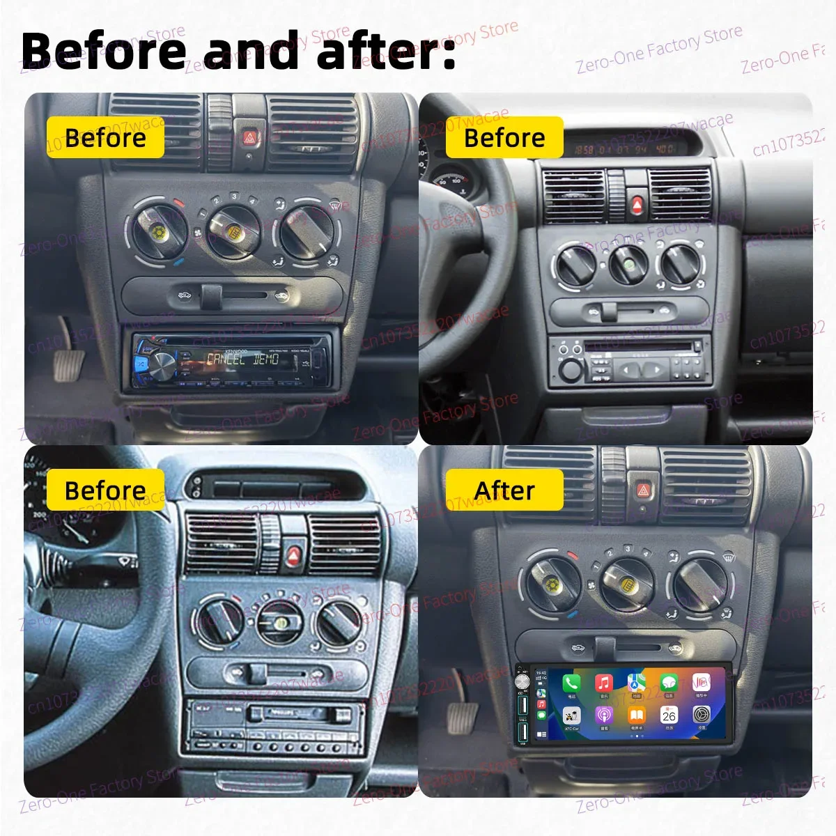 Carplay Autoradio 1Din Radio Android Car Multimedia for Opel Vauxhall Tigra Corsa B MK1 1993-2000 6.86