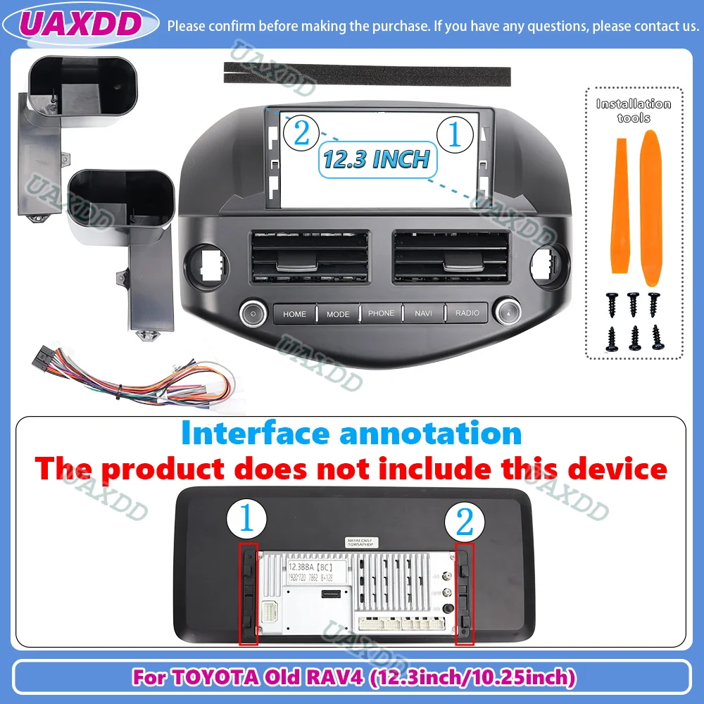 For TOYOTA RAV4 12.3 10.25INCH 2 Din Car Interior Android frame Kit cable video harness adapter dashboard navigation canbus box