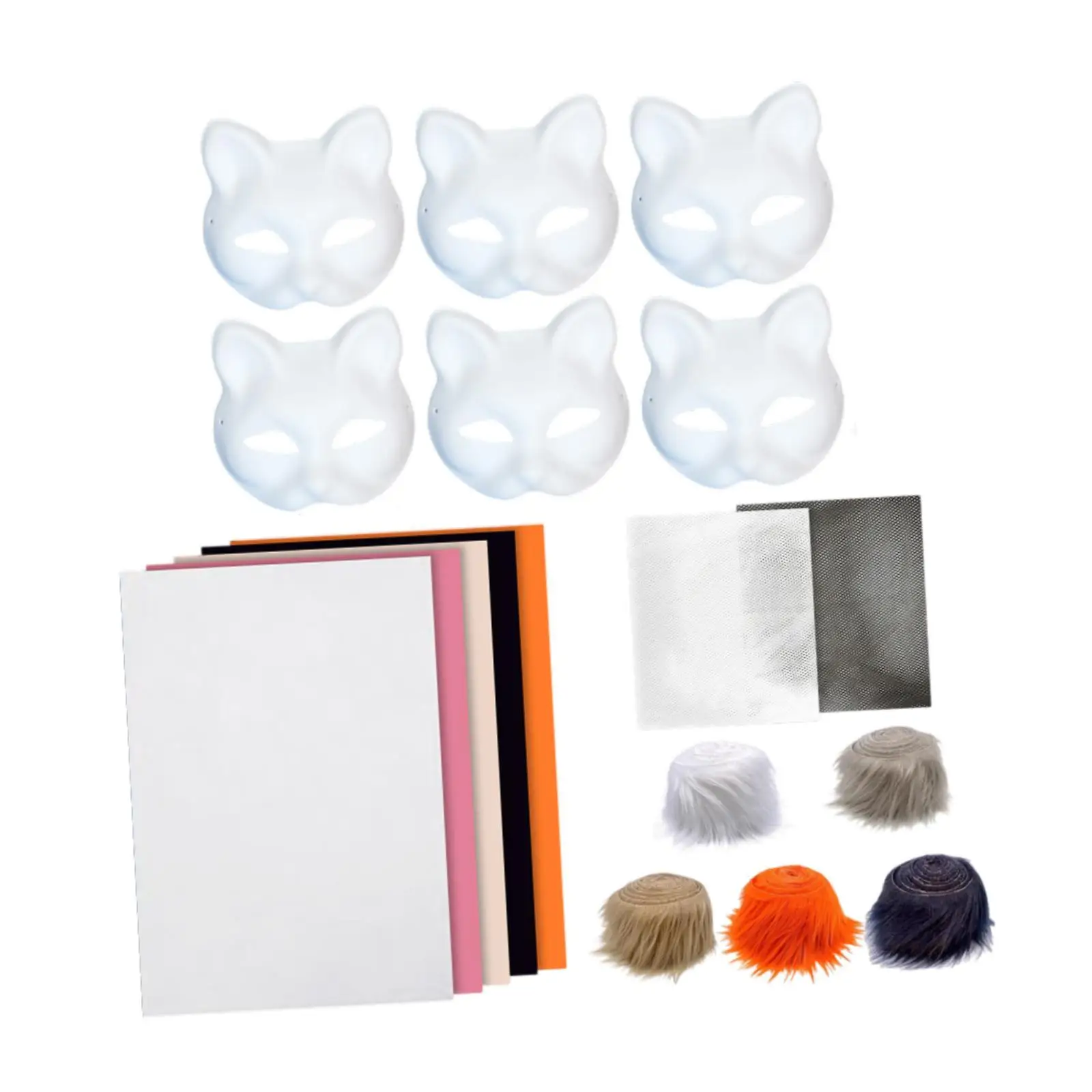 6x Cat Mask Kit Kids Craft Animal Face Mask for Masquerade Dressing up Party