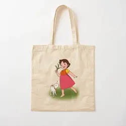 Heidi Cartoon Cotton  Canvas Bag Foldable Casual Designer Printed Unisex Shoulder Bag Handbag Travel Women Ladies Grocery