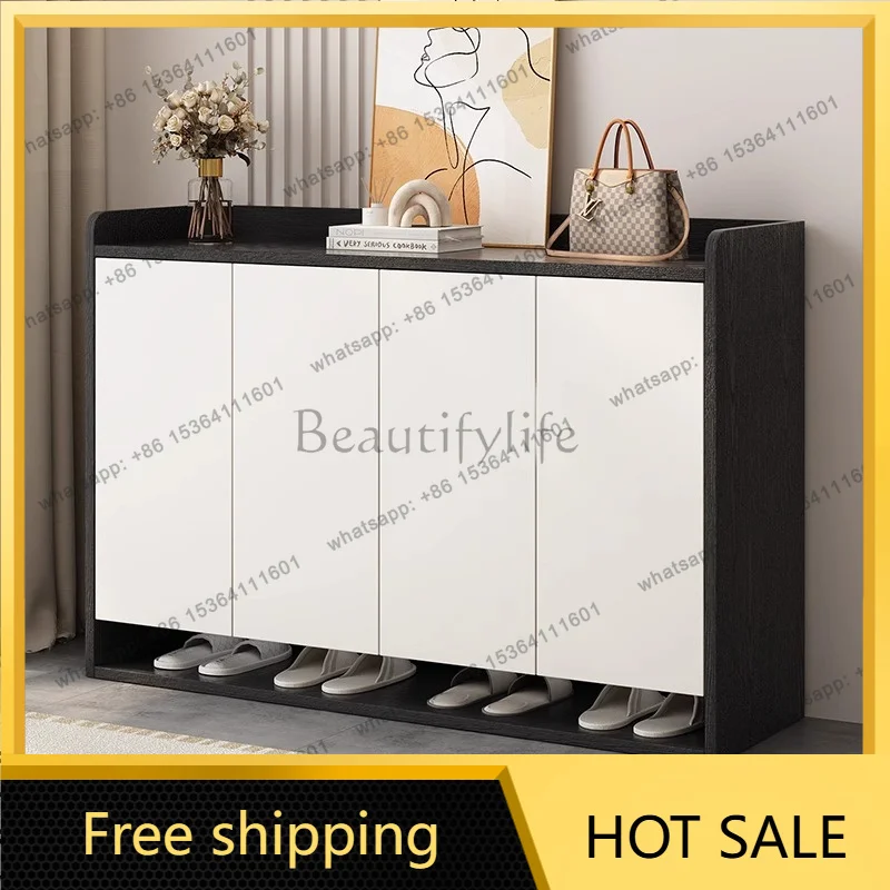 Solid Wood Shoe Cabinet Small Apartment Corridor Large Capacity Home Door Doorway Entrance