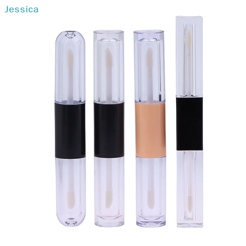 ♥Double-headed Empty Lip Gloss Tubes | Clear Plastic Cosmetic Containers With Applicator Wands