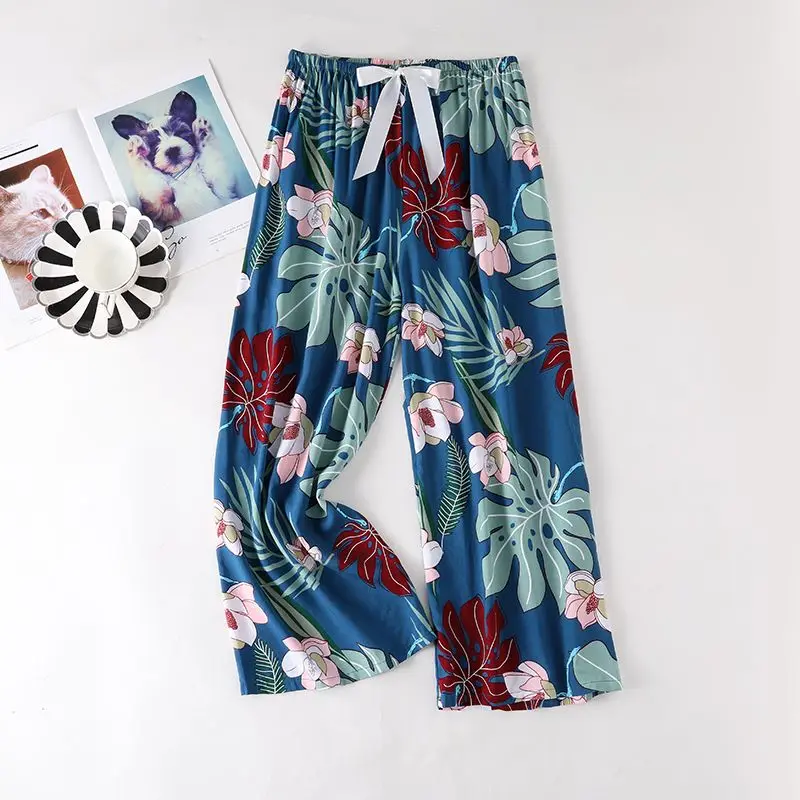 Spring and Summer Thin A Single Pair of Pajama Pants Long Pants Female Fallow Can Be Worn Outside Loose Home Cotton Silk Pants