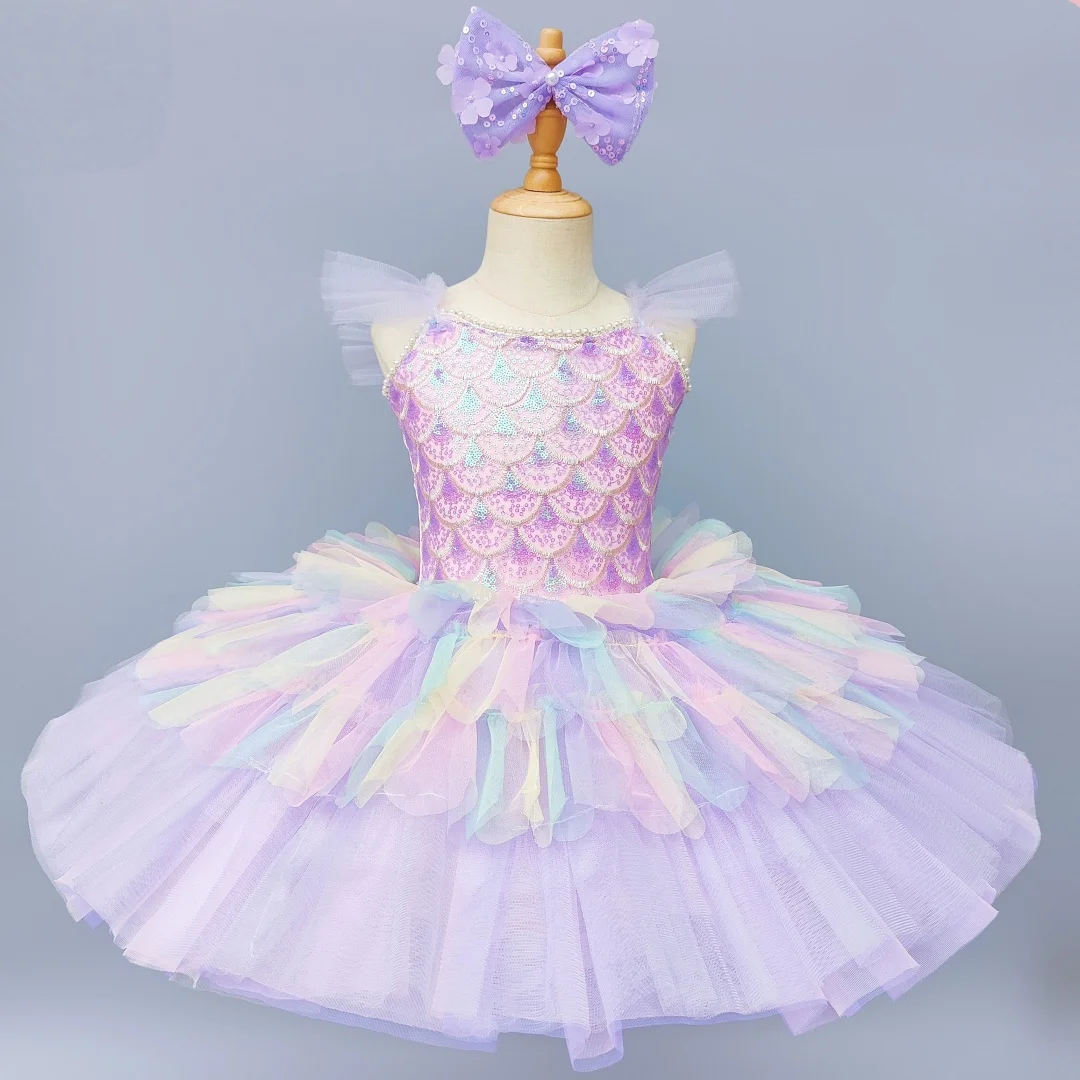 الأرجواني مطرزة الباليه توتو فستان الفتيات ملابس الرقص فستان راقصة الباليه المهنية الاطفال الحديثة الرقص حفلة الباليه زي الفتيات #1