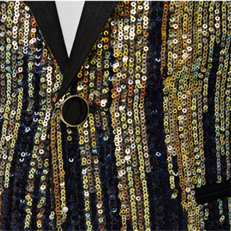 

Новый мужской блейзер с градиентным эффектом и пайетками, с красным воротником-шалью - блестящий пиджак для выступлений, вечеринок, свадеб