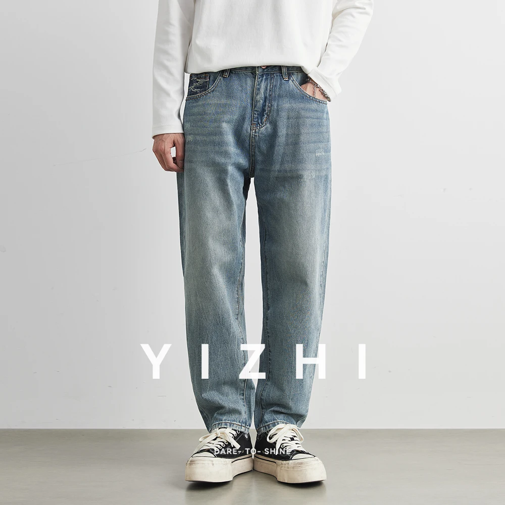 Men's Tapered Jeans Autumn Koren Fashion Loose Fit Casual Long Trousers Comfortable Breathable Classic Vintage Sle Men Jeans