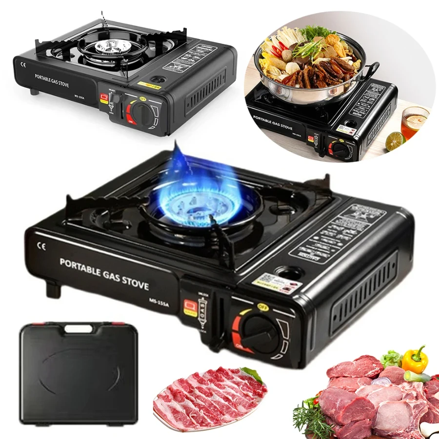 

Portable Burner Stainless Steel Outdoor Gas Tank Stove with Carry Case Cooking Stove for Outdoor Hiking Camping Road Trips