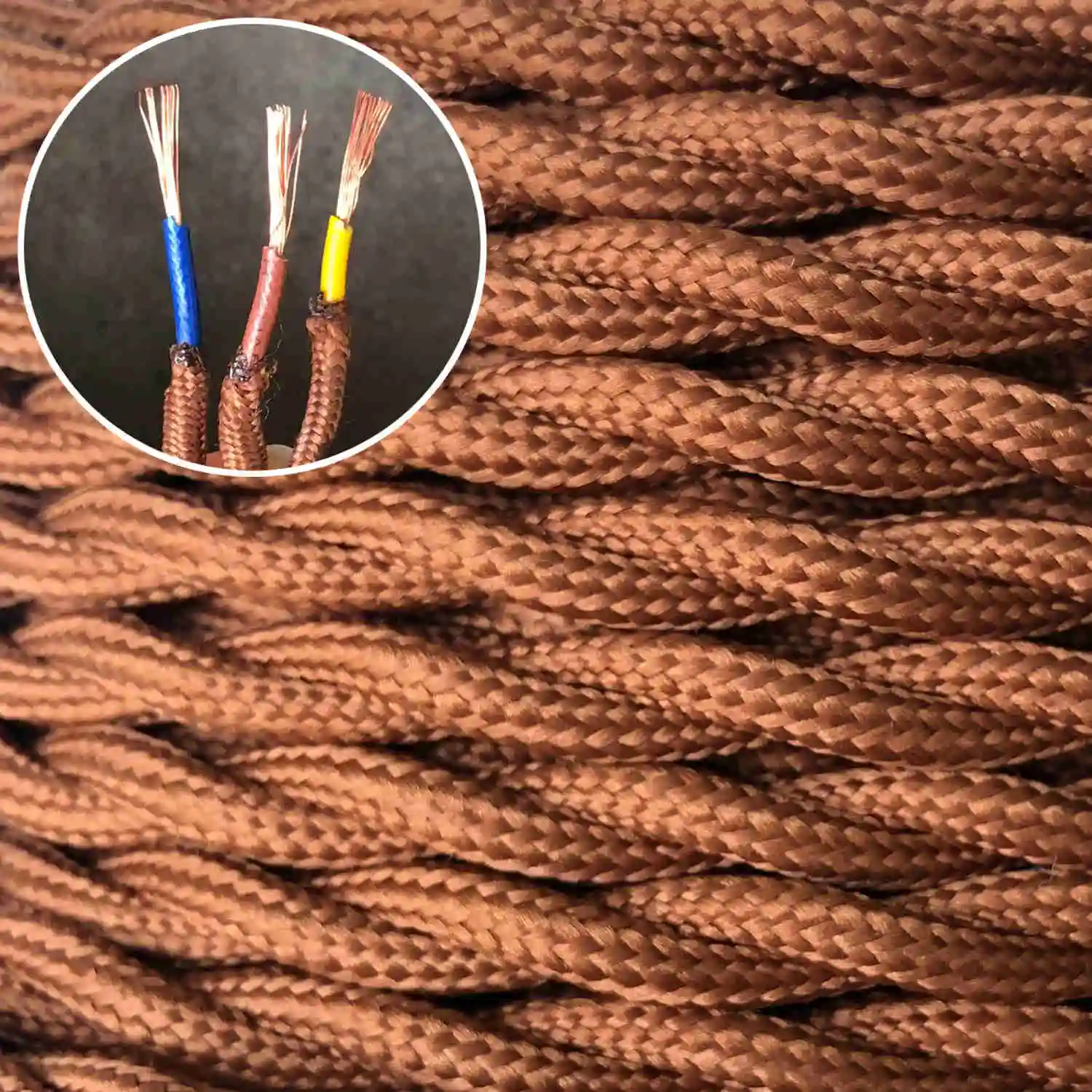 3 Core 0.75mm Vintage Woven Electrical Wire Colored Twist Braided Fabric Flex Power Cable Electric Light Lighting Cord 18awg