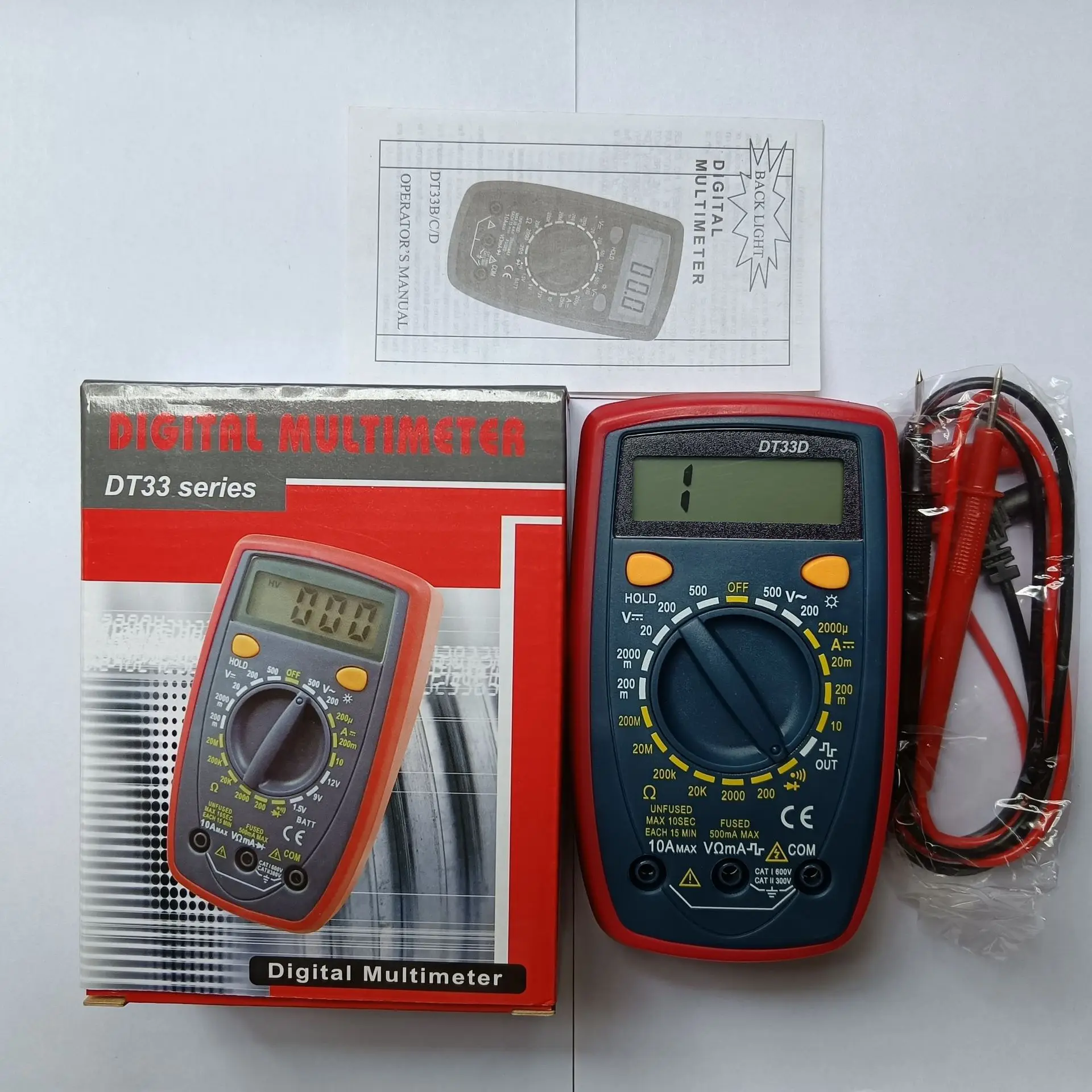 Digital multimeter DT33D with square wave signal output blue backlight