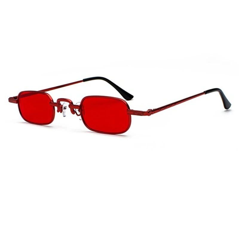 2 Pcs Retro Punk Glasses Clear Square Sunglasses Female Retro Sunglasses Men Metal Frame, Black Gray + Gold & Red