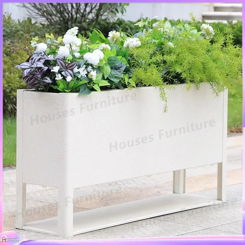 Modern Elevated Aluminum Flower Pot Outdoor Rectangle Metal Planter with Stand Garden Decor Raised Plant Box for Patio Yard