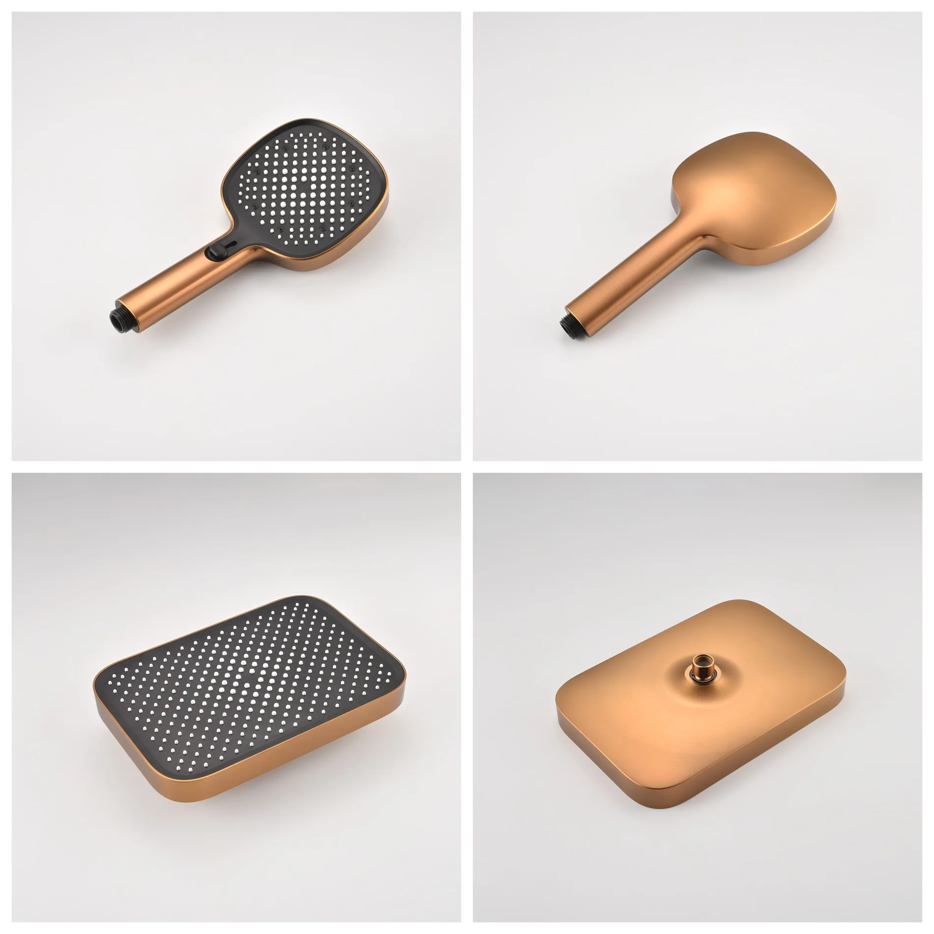 KEMAIDI Set Sistem Shower Kamar Mandi Warna Rose Gold dengan Kontrol Air Panas dan Dingin, Tombol Kuningan, Set Shower Tiga Fungsi dengan Shower Tangan