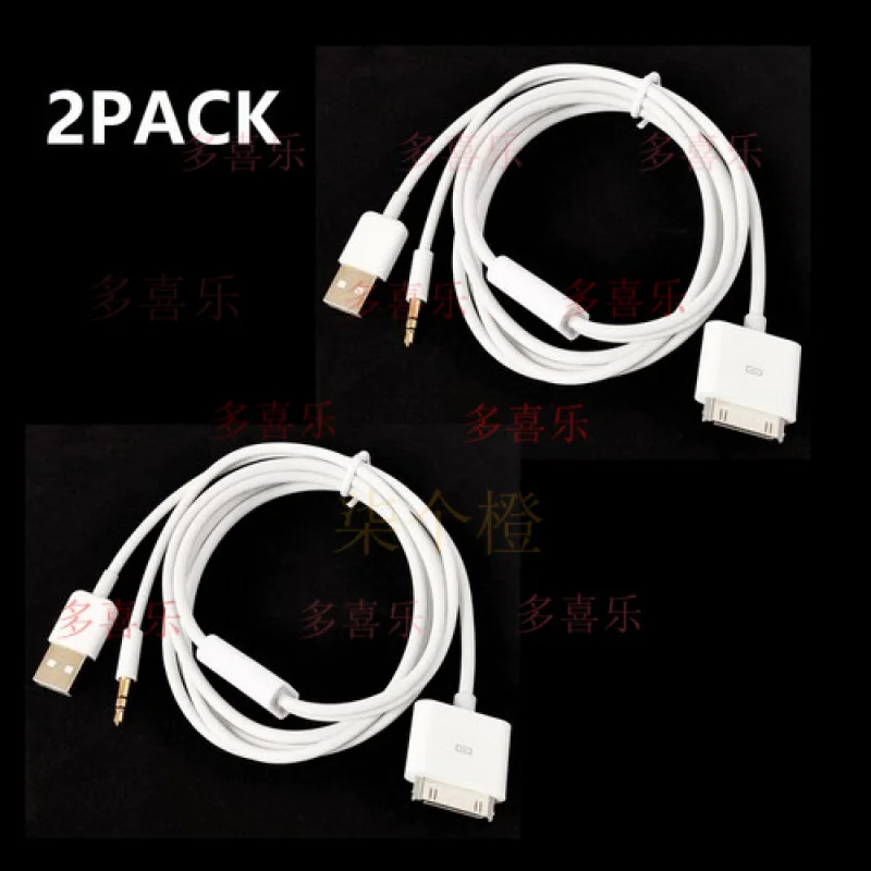 

WW 2PACK 30pin Dock To 3.5mm Car AUX Audio USB charger Cable For iPod iPhone 3G 4G