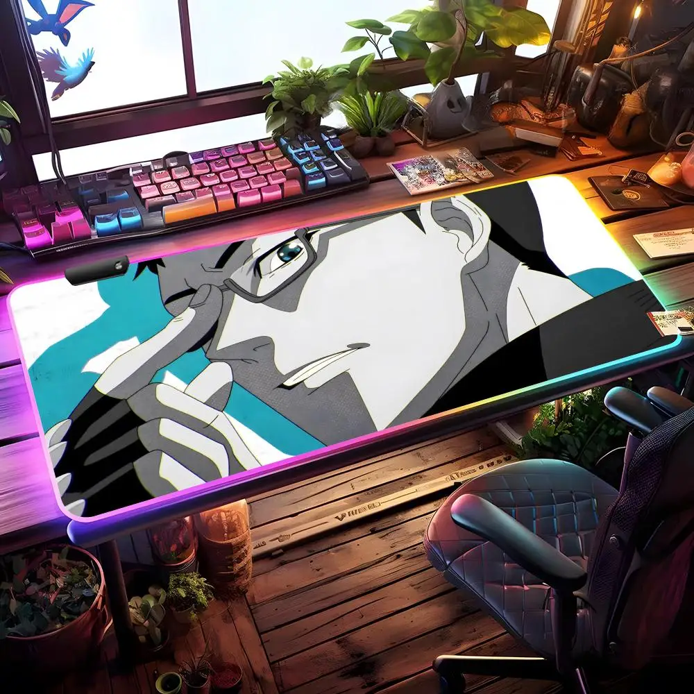 

Anime Black Torch Mouse Pad RGB Gaming Mouse Pad Desk Mat HD Gamer Large LED Light XXL MousePads