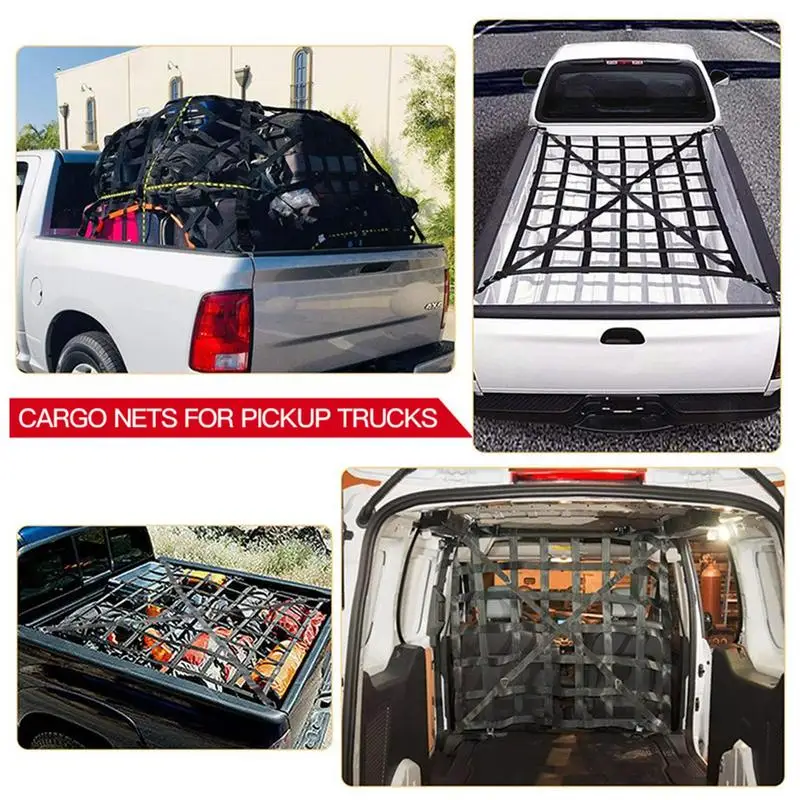 Roof Rack Cargo Net Cargo Net For Pickup Truck Bed Stretches Heavy Duty Truck Bed Cargo Bungee Net With 4 Fixed Belt And Storage