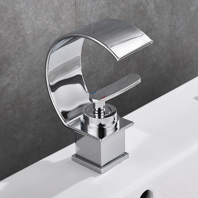 

BAKALA Waterfall Basin Faucets Single Handle Tap Brass Hot and Cold Bathroom Mixer Tap Sink Faucet BR-2018A30C