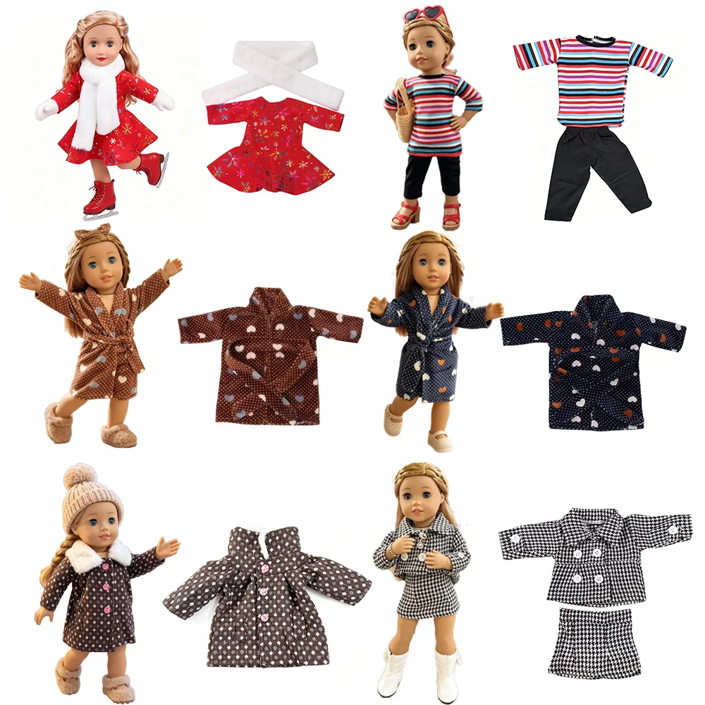 18 inch Doll Christmas Dress with White Plush Scarf Doll Holiday Dress Suitable for 18 inch Doll Clothing Doll Accessories