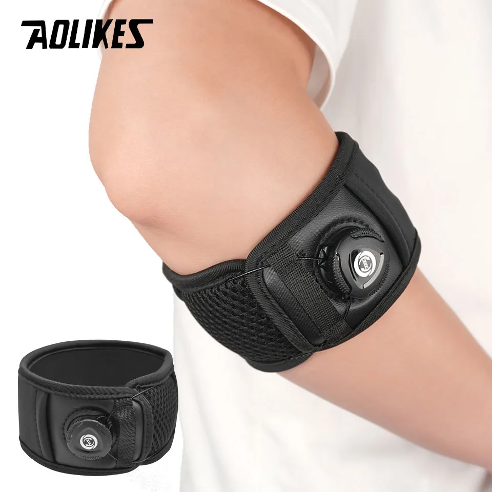 AOLIKES 1PCS Adjustable Knob Elbow Brace for Tendonitis, Rotating Dial Strap Forearm Support, Unisex Sports Gear for Golf & Gym