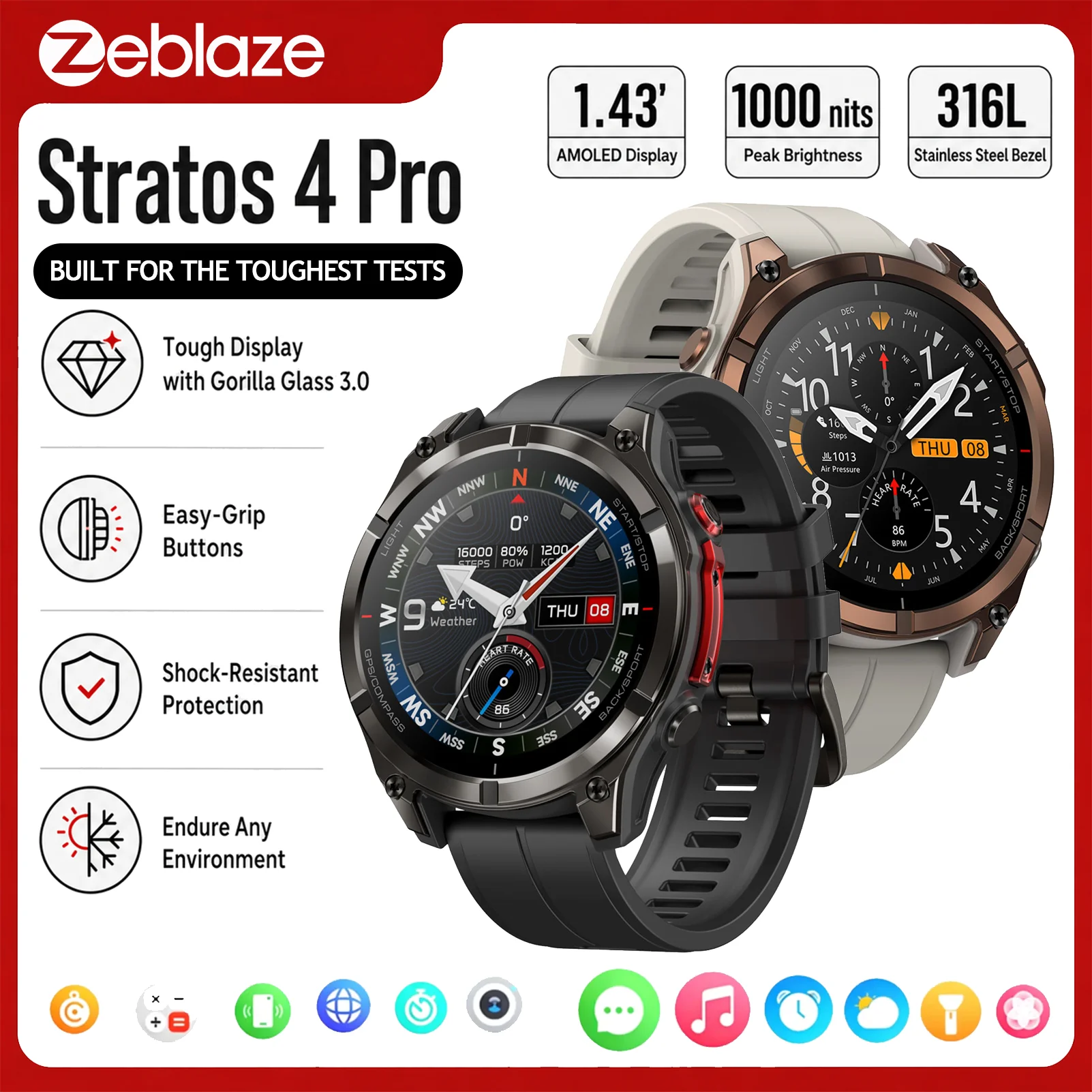 Reloj inteligente Zeblaze Stratos 4 Pro