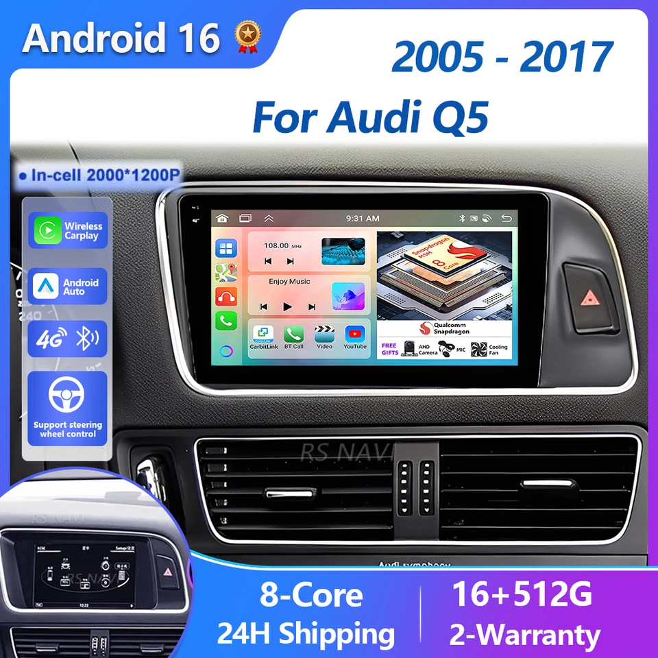 Plug and Play Android 16 Carplay Auto 2K Screen Car Radio