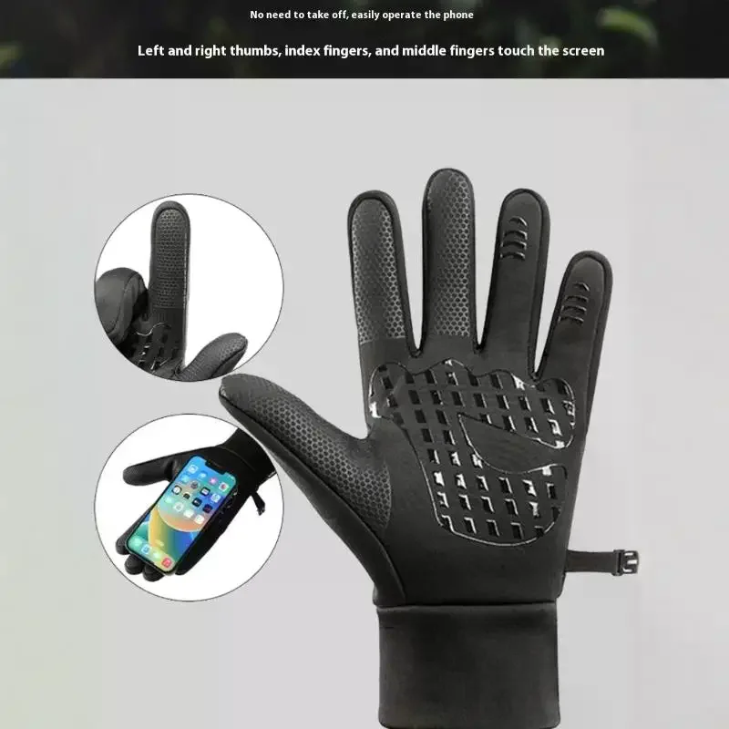 زوج واحد من قفازات الشتاء للرجال والنساء - قفاز حراري مقاوم للماء للطقس البارد، لتشغيل ركوب الدراجات بإصبع شاشة تعمل باللمس #5