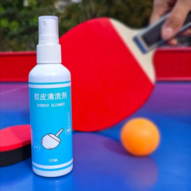 Table Tennis Racket Rubber Cleaner 100ml Detergent With Sponge Cleans Pong Paddle Optimal Spin And Control Eliminate Dirt And