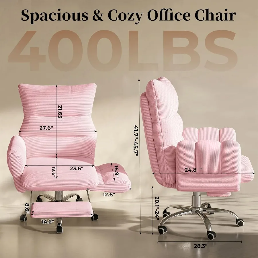 Cross Legged Office Chair, Cloud Desk Chair with Flip-Up Arm Rests, Feet Rest, Wide Seat, Comfy Executive Ergonomic Computer Ga