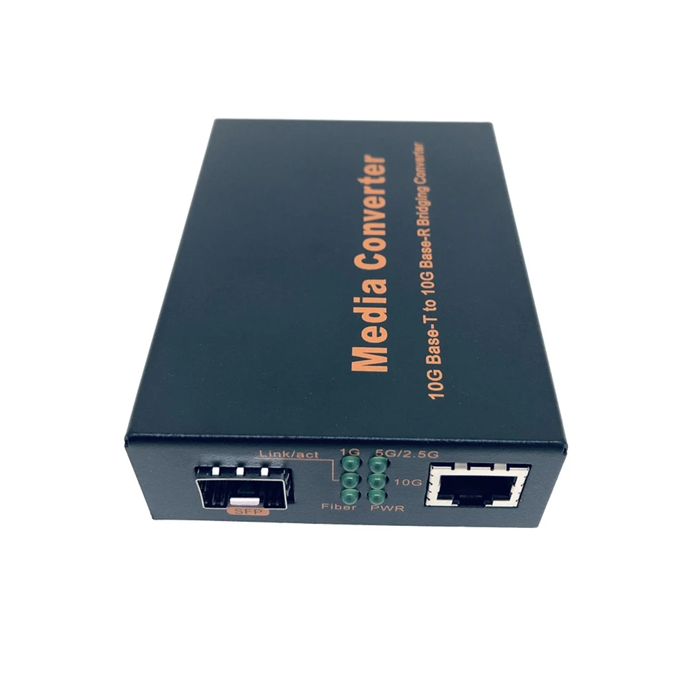 ●  10G Media Converter Switch + to + 10Gbps Fiber Optic to RJ45 100M/1000M/10G Ethernet Switch Gigabit EU Plug