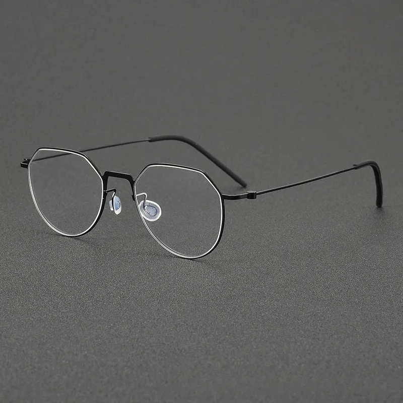 Small ultra-light denmark brand titanium for women myopia glasses frame no screw designer irregular men prescription eyewear
