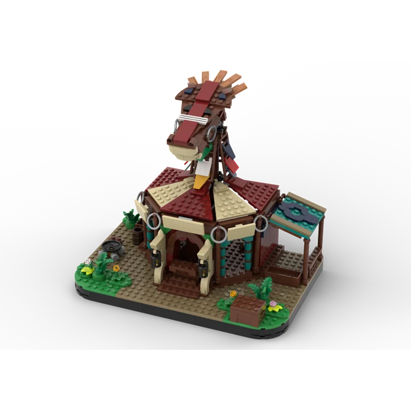 701 ชิ้น MOC สถาปัตยกรรมยุคกลาง ทุ่งนา คอกม้าป่า ชุดประกอบโมเดลบล็อกตัวต่อ ของเล่นเด็ก ของขวัญวันเกิด