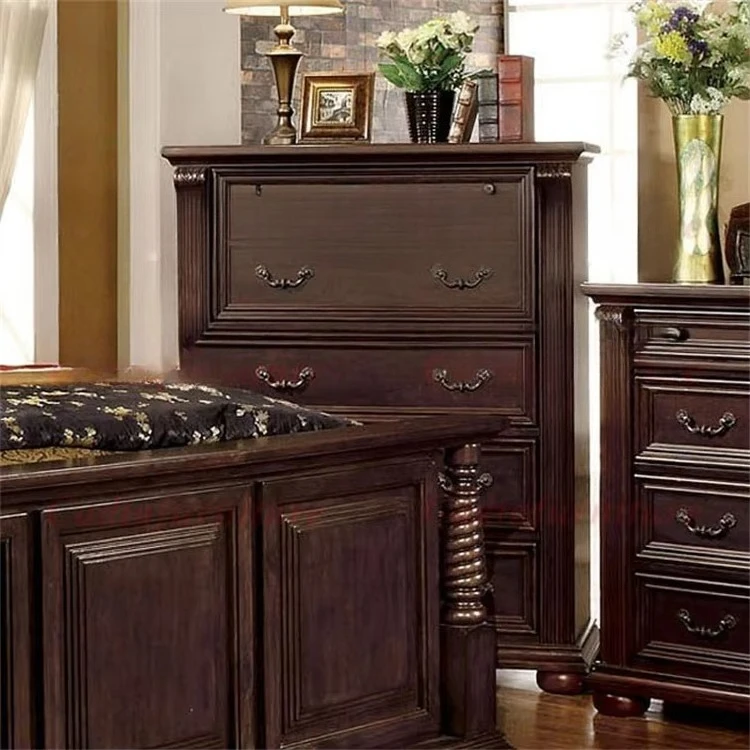 Bedroom Furniture Set Luxury Antique Bedroom Set Antique Wooden Queen Bed/King Bedroom Leather Set - view 3