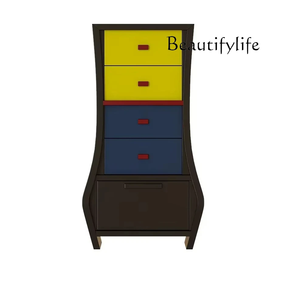 

N Colorful Living Room Bedroom American Chest of Drawers Floor Simple Retro Drawer Storage Cabinet