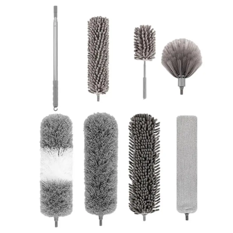 Feather Duster Cleaning Kit Household Retractable Feather Duster Kit 360-Degree Bending Design Dust Removing Tool For Bathroom