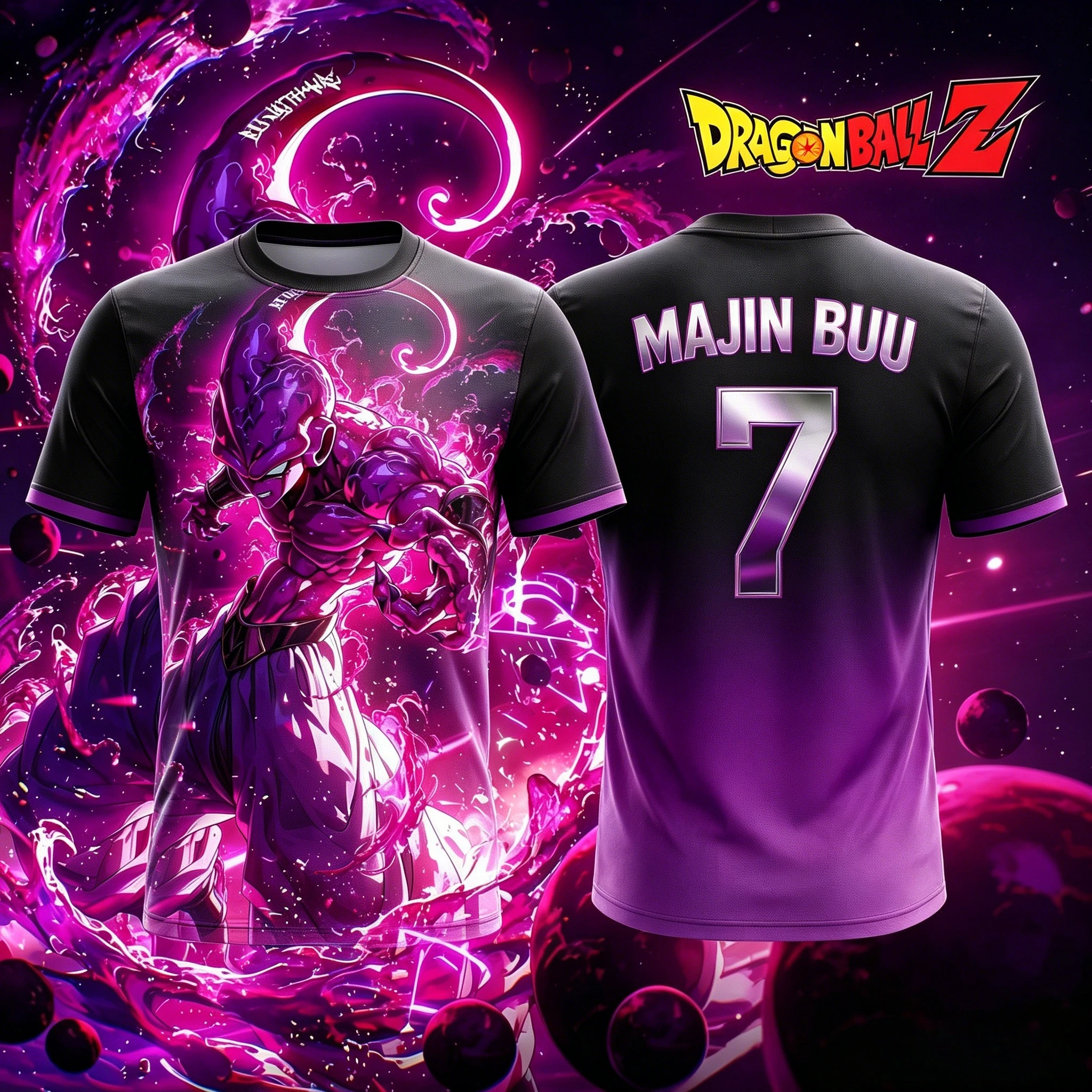 2026 Neues Erwachsenen-Fußballtrikot für Herren Dragon Ball NO.10/7 MAJIN BUU 3D-Druck T-Shirt Kinder Anime T-Shirt Spezielles Fußballtrikot