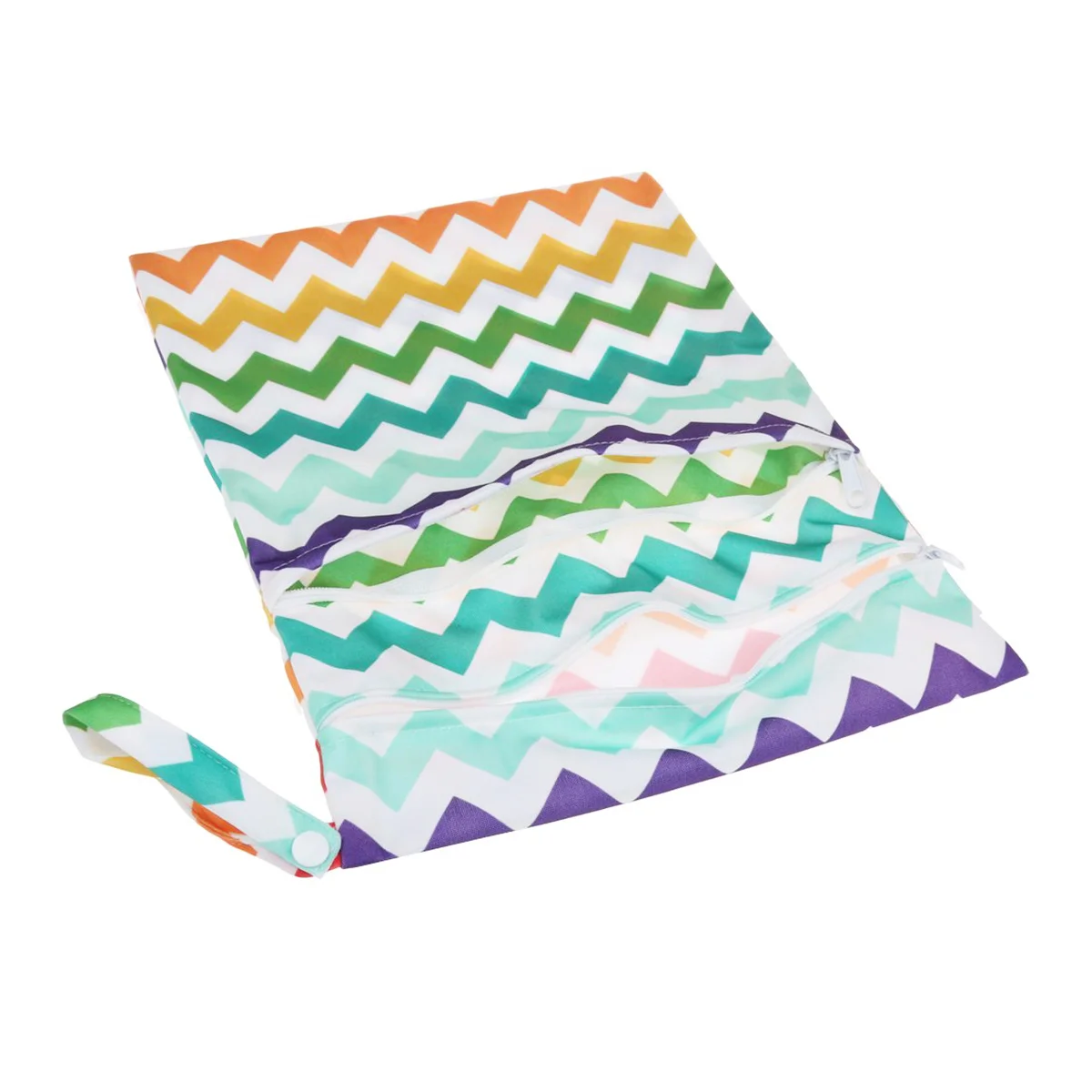 Windeltasche für Kleinkinder, wasserdicht, wiederverwendbar, Doppelreißverschluss, Regenbogen-Design, langlebig, waschbar, leicht zu reinigen, tragbare Aufbewahrung, nass