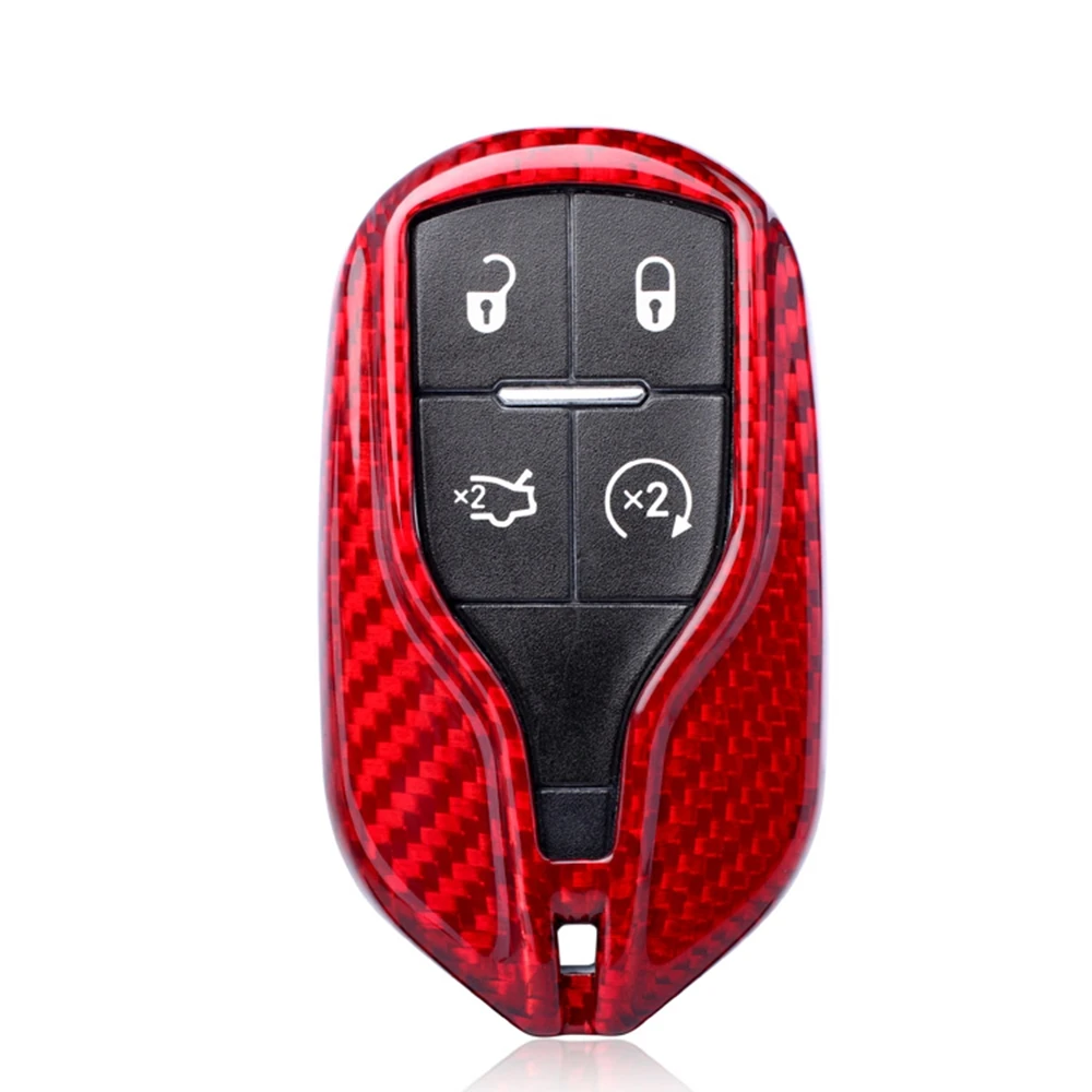 

Key Shell Fob Case Cover For Maserati Quattroporte Ghibli 2013+ Levante 2017+ Auto Real Carbon Fiber Red/Black Cap