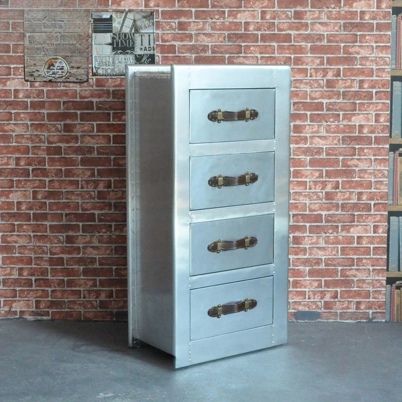 

Aluminum rivet metal industrial style personalized four chest cabinet book shape coffee shop side cabinet