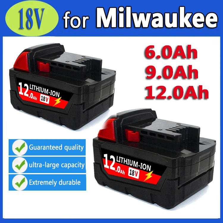 

Original 18650 18V 6.0Ah Rechargeable Lithium Battery Pack,For Milwaukee Power Tool Replacement Li-ion Battery Built-in BMS