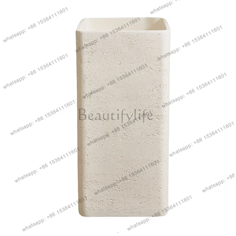 Bathroom integrated floor type washstand artificial stone travertine column type washbasin
